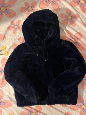 Guess Black Faux Fur Lined Jacket with Red Label